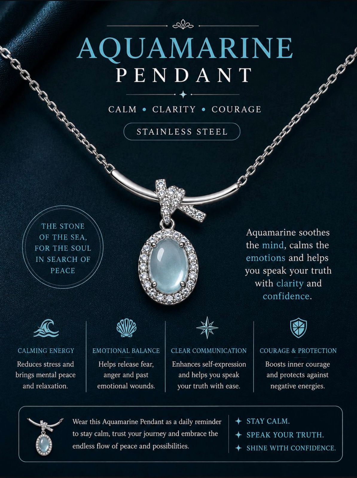 Aquamarine pendant (with chain)