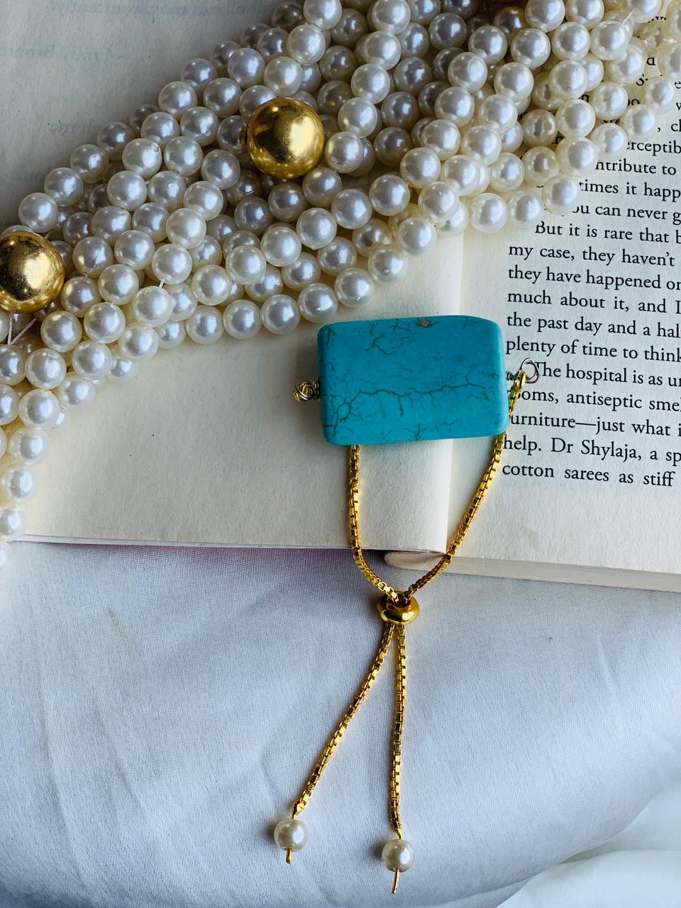 Turquoise Adjustable Bracelet in adjustable chain