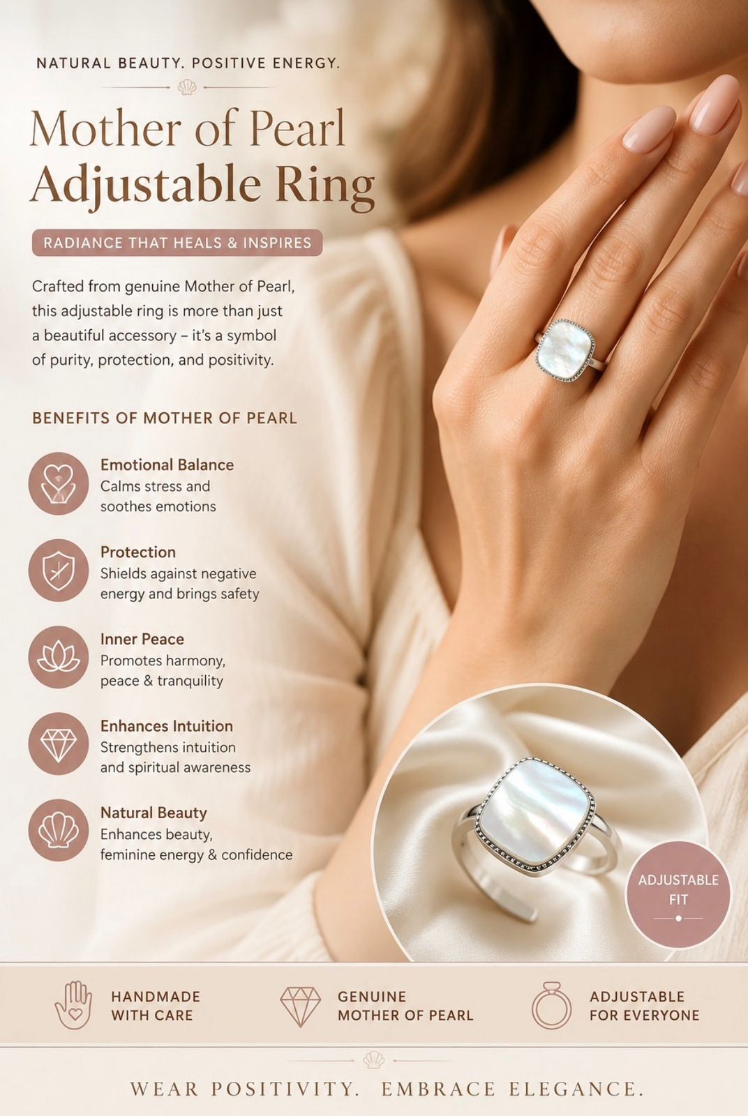 Mother of Pearl Adjustable Ring
