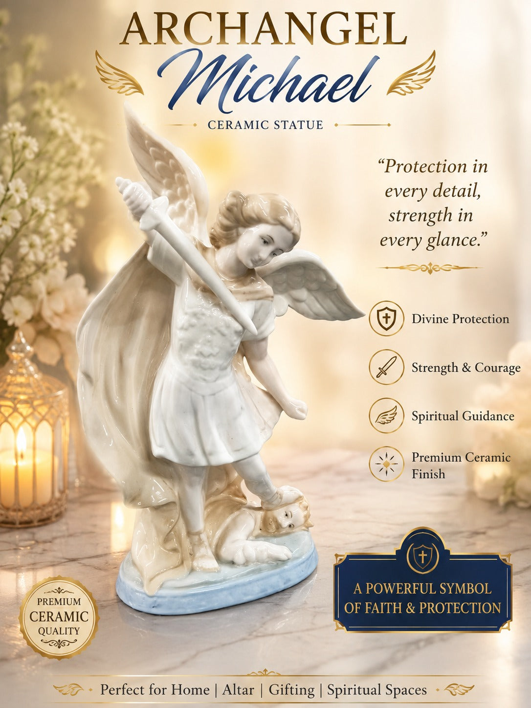 ARCHANGEL MICHAEL CERAMIC STATUE