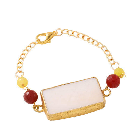 Opal Stone with Beads Bracelet studded in Brass Metal Rakhi