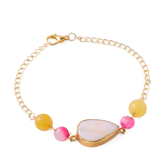 Opal Stone with Beads Bracelet studded in Brass Metal  Rakhi