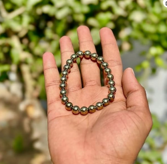diamond cut 10 mm pyrite bracelet