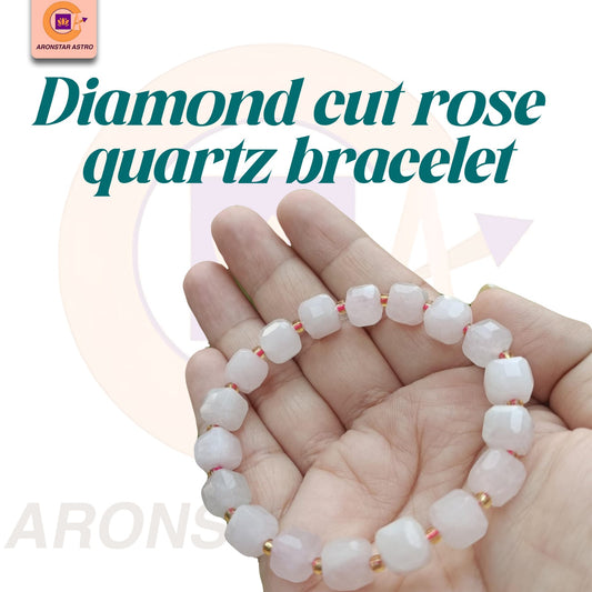 Diamond Cut Rose Quartz Bracelet