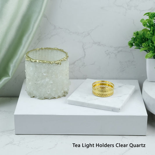 Tea Light Holder Clear Quartz