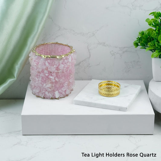 Tea Light Holder Rose Quartz